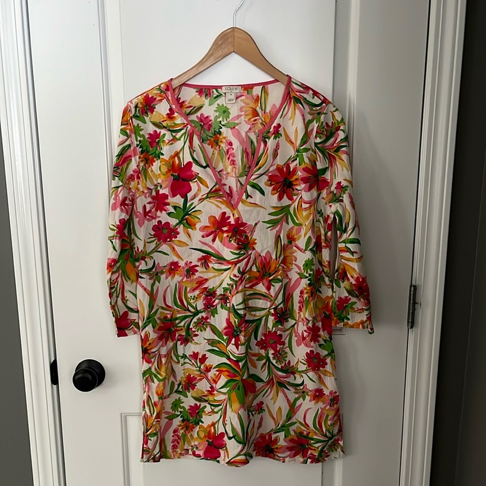 NWOT J. Crew 100% Cotton Tissue Weight Tropical Floral Print Tunic